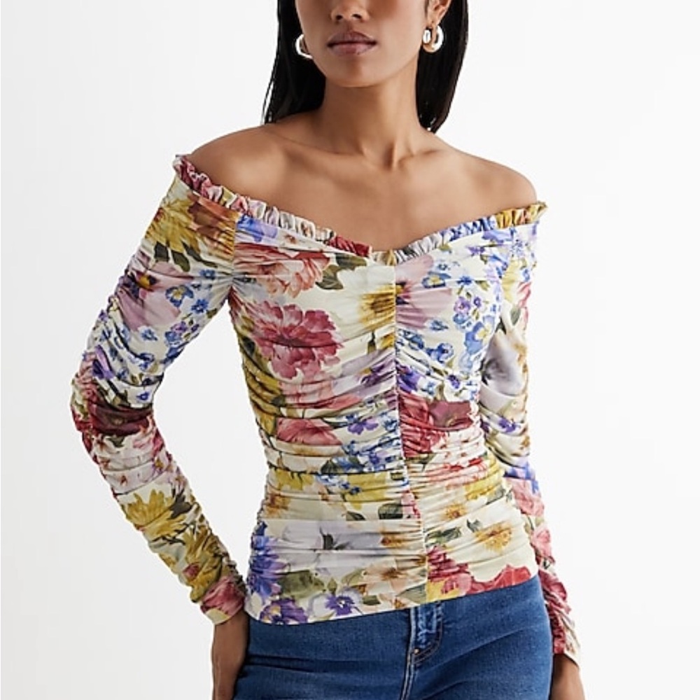 NWT Express Body Contour Compression Off The Shoulder Ruched Top - size XL